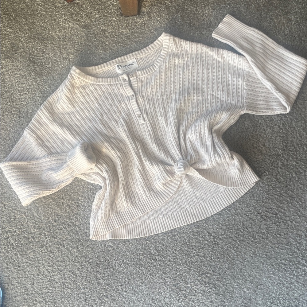 No Boundaries Cream Ribbed Button-Up Sweater
